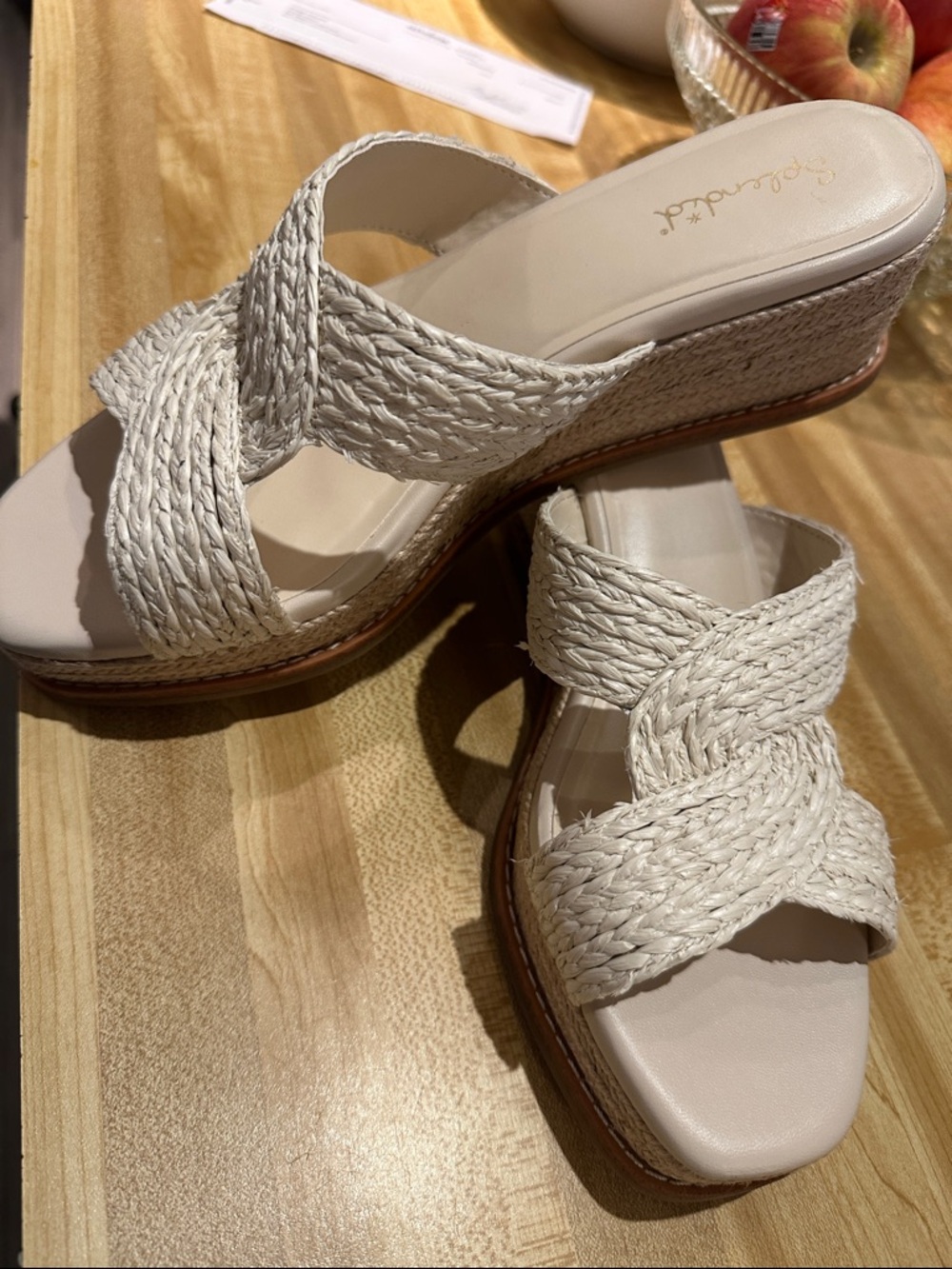 Splendid Cream Braided Espadrille Wedge Sandals